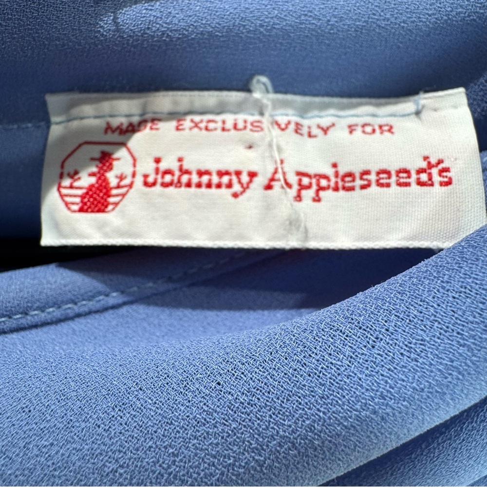 Johnny Appleseed's Sheer Scalloped Neckline Long Sleeve Periwinkle Dress Size 14 - Picture 2 of 9